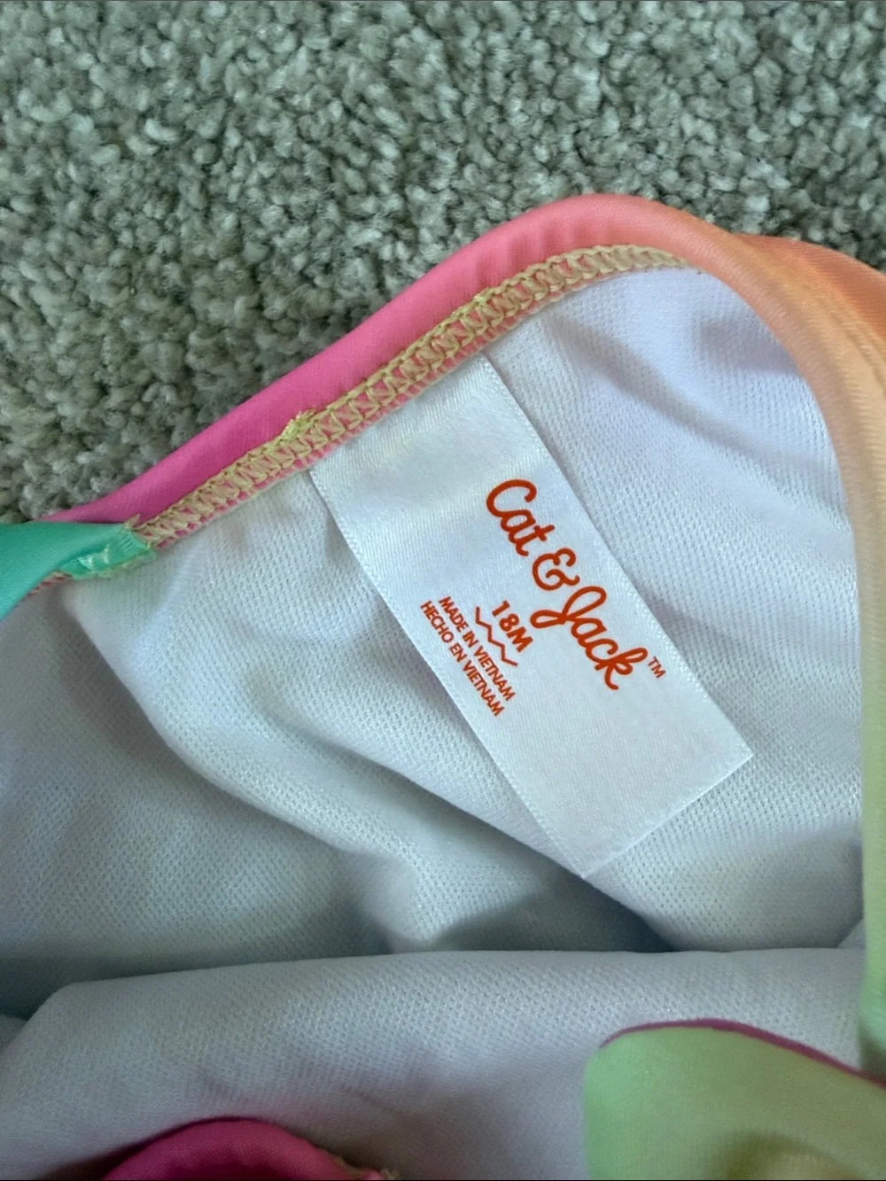 NWOT Girls 18 month One-Shoulder Rainbow Ombre Cutout Swimsuit
